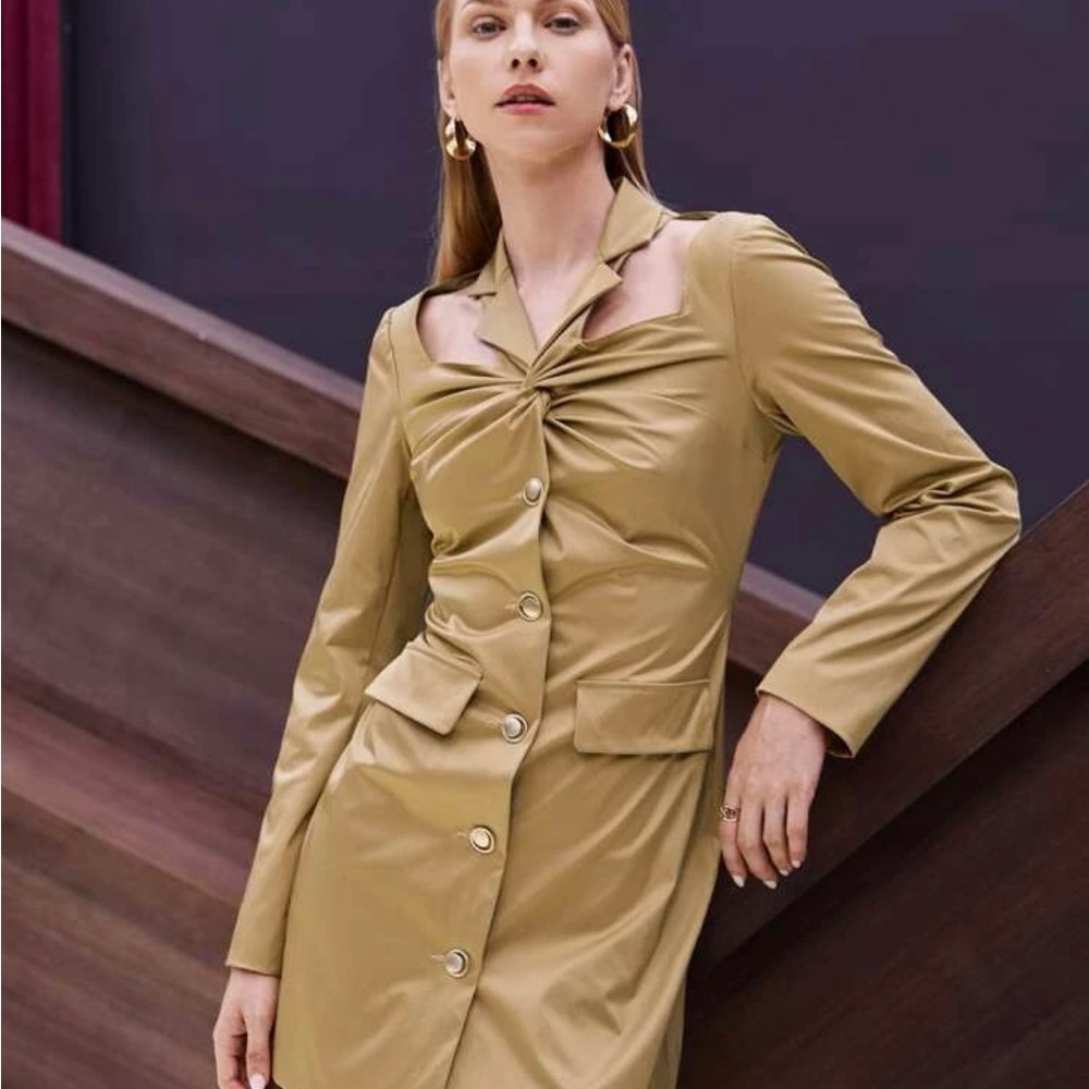 Brand new size large , mini dress,‎ gold/ tan in color. New. Cutout.